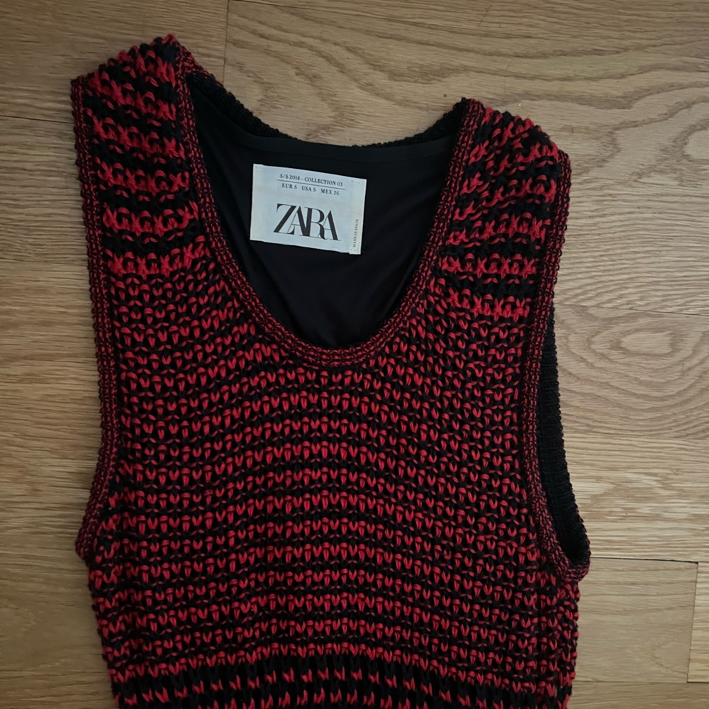 Zara Black and Red Knit Dress